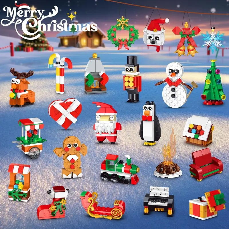 Kerstbouwpret – Adventskalender met 24 bouwsets voor kerstornamenten