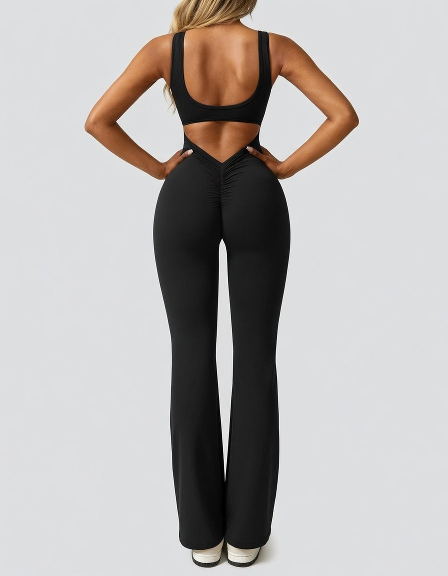 Veloura Sculpt Jumpsuit Dames Stretch Backless Flared Fit