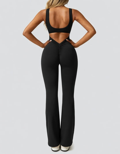 Veloura Sculpt Jumpsuit Dames Stretch Backless Flared Fit