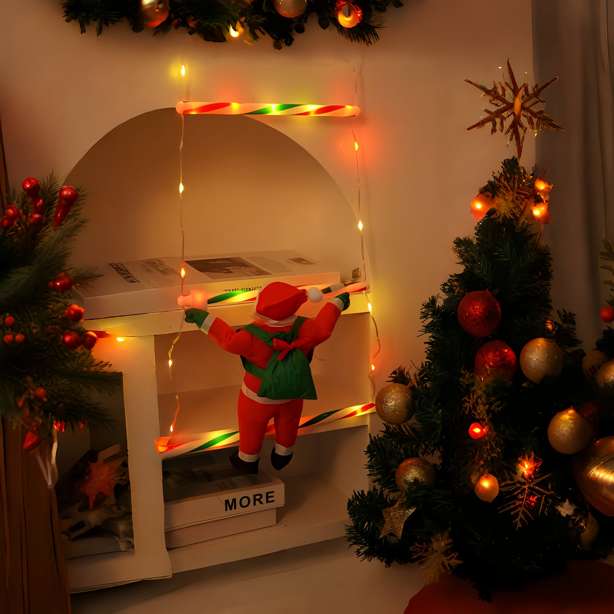 Klimmende Kerstman Ladder Display