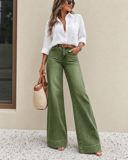 Bea Dames Wijde Jeans met Hoge Taille – Elegante Pasvorm
