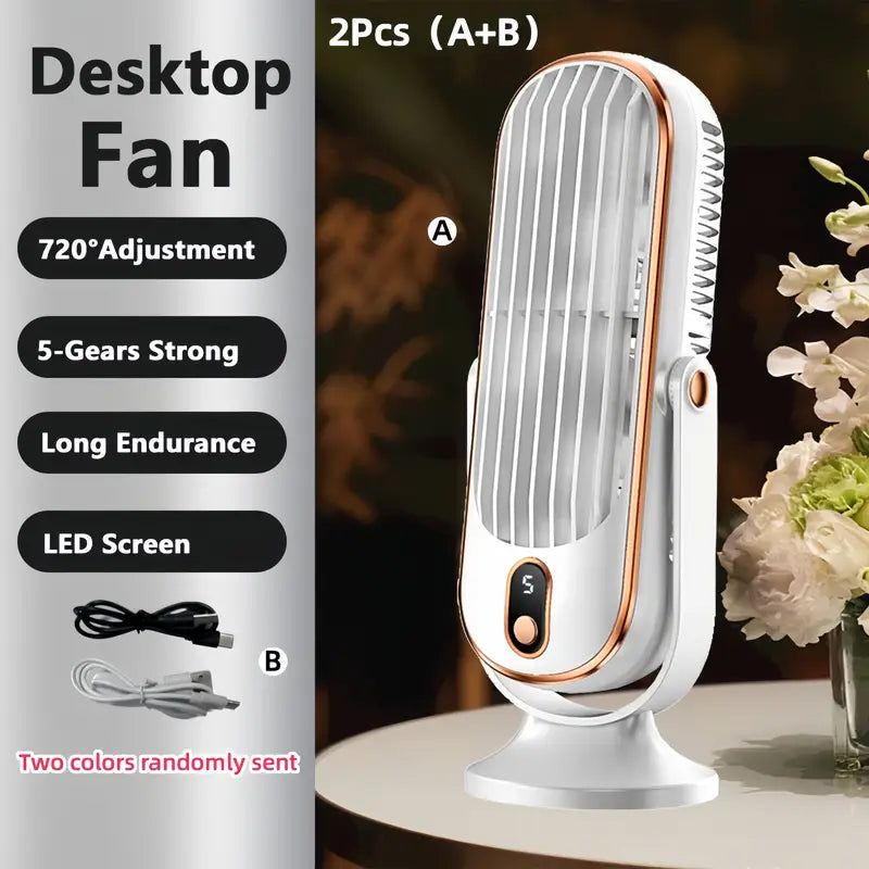 KoelPulse Draagbare Mini Aircooler 720° Rotatie USB Oplaadbaar