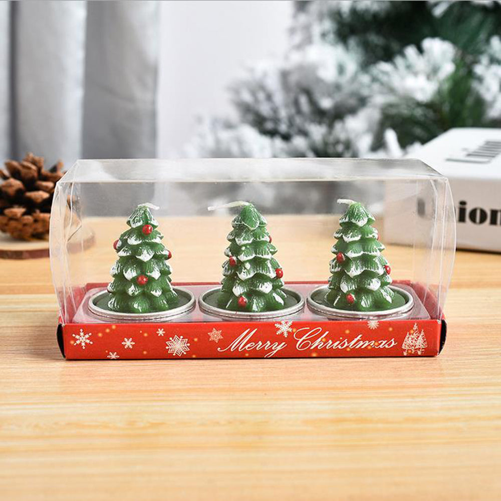 Kersttrio Noëlle – Set van 3 Decoratieve Kerstkaarsen van Paraffine