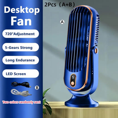 KoelPulse Draagbare Mini Aircooler 720° Rotatie USB Oplaadbaar