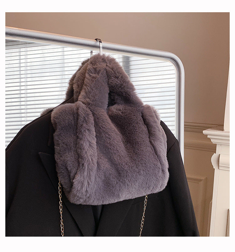 Fluffora – Zachte pluche damestas met kettingriem in 2 maten