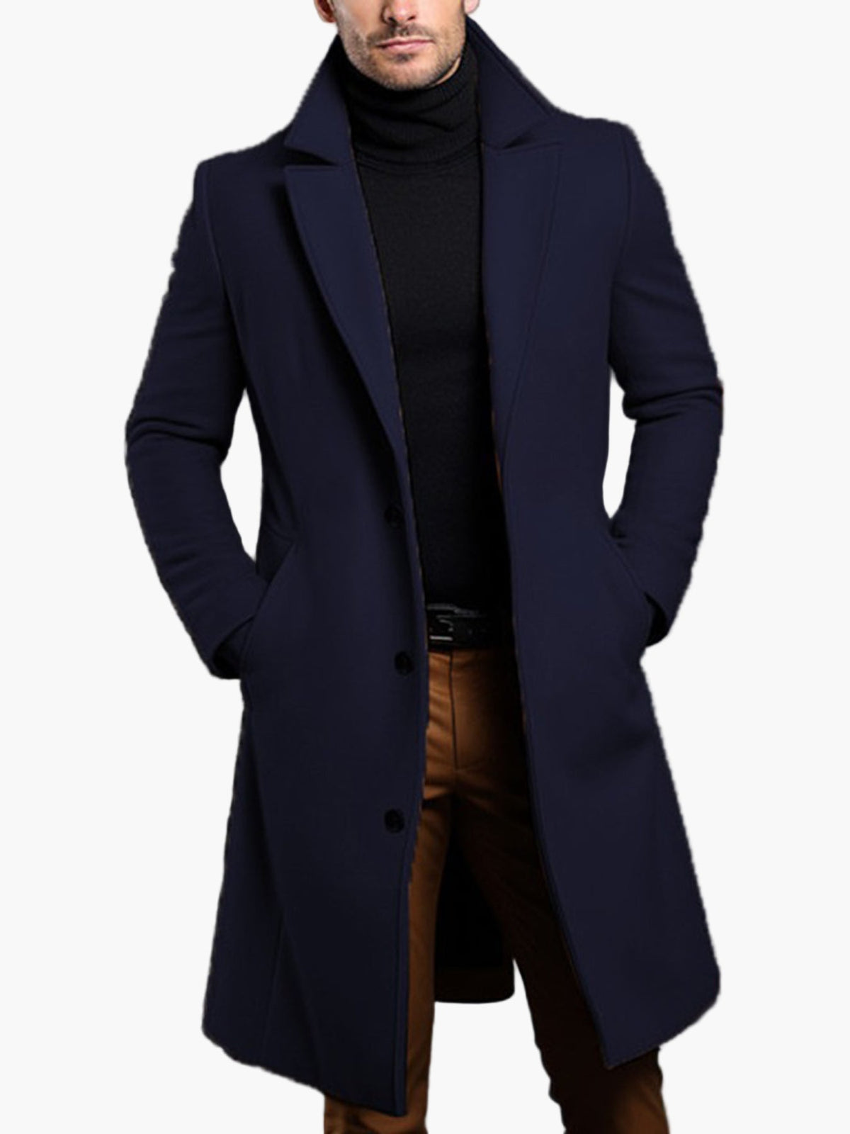 Heren Klassieke Lange Jas – Stijlvolle en Elegante Buitenkleding voor Dagelijks Gebruik en Feest