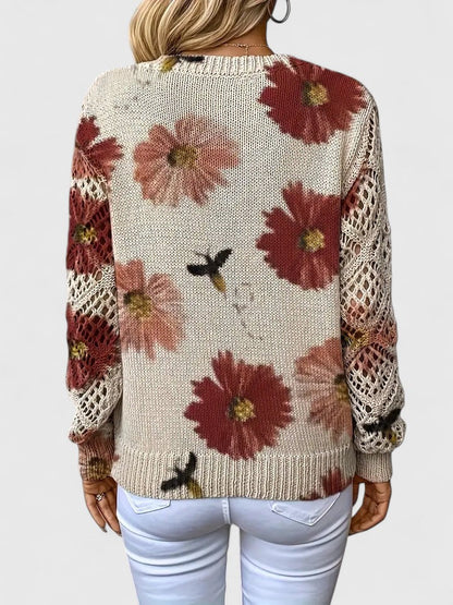 LavendelBloesem Elegante Dames Cardigan Bloemen V-hals Vest Comfort
