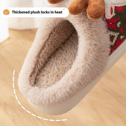 Noor Kerstpantoffels – Warme Antislip Huissloffen met Borduurmotief
