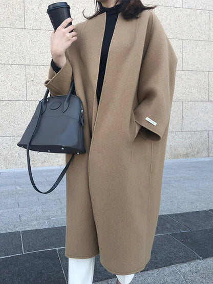 Dames Trenchcoat Lange Pasvorm Warm voor Dagelijks Leven