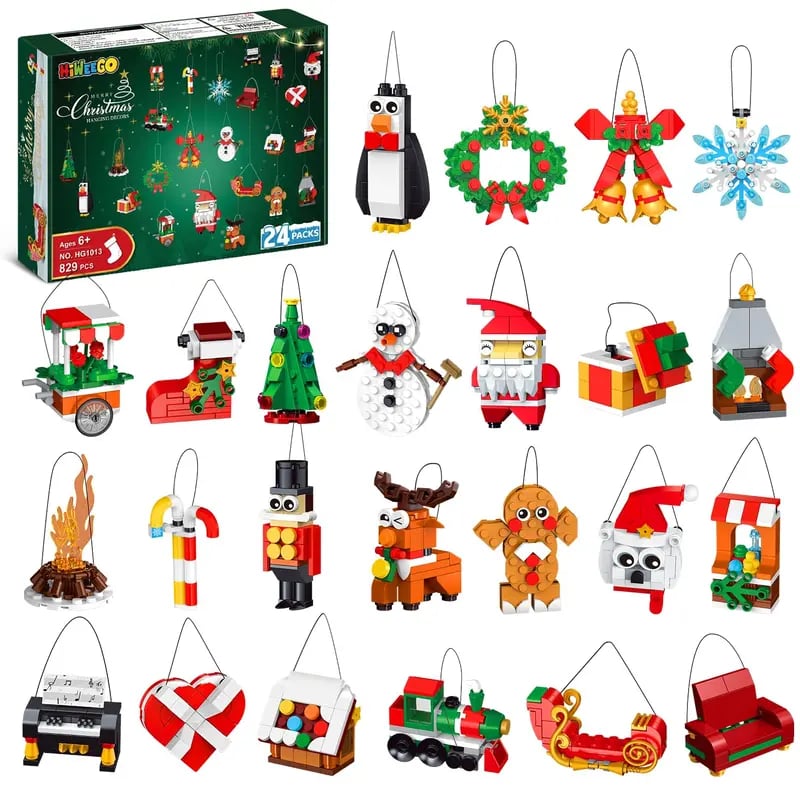 Kerstbouwpret – Adventskalender met 24 bouwsets voor kerstornamenten