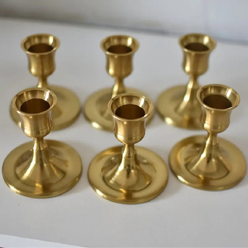 Vintage Kaarsenhouders – Elegante 2-delige Set voor Stompkaarsen