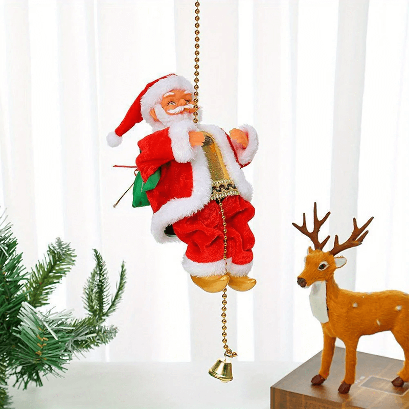 Klimmende Kerstman in Hangende Ketting - Batterijgevoed