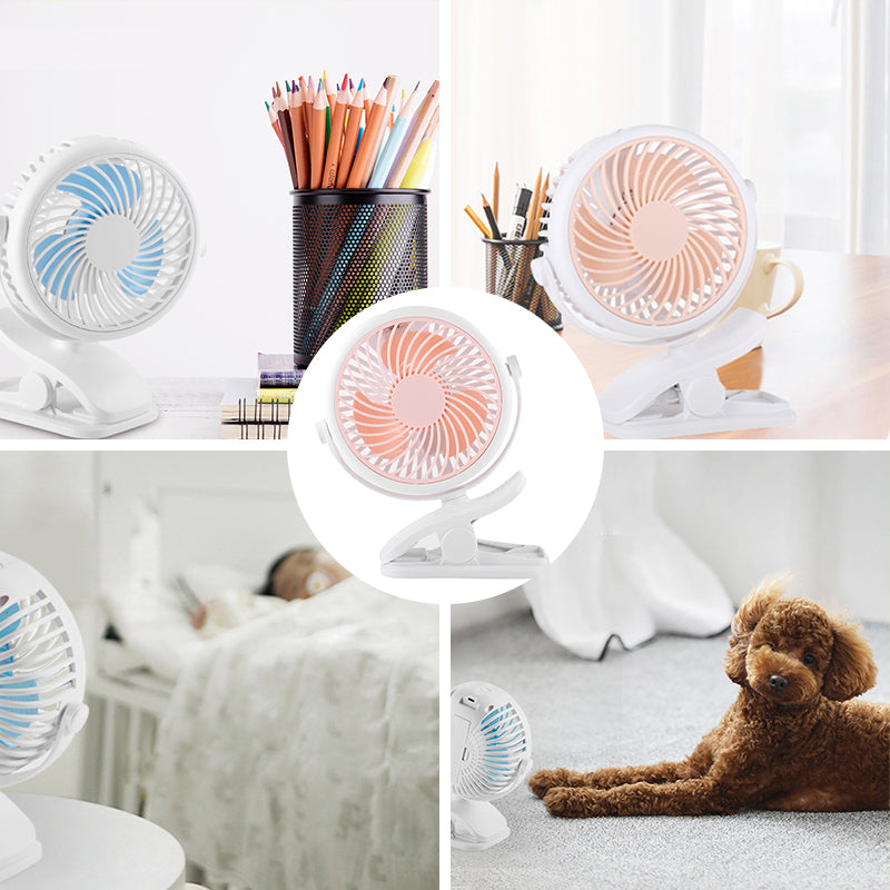 BriesKlem USB Klemventilator Draadloos 360° Oplaadbaar en Draaibaar