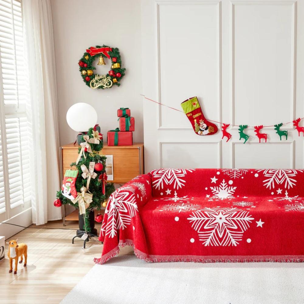 KerstSneeuw Bankhoes – Feestelijke Sofahoes voor Bank en Stoel
