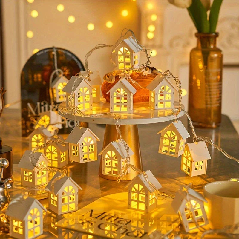 LED lichtslinger met mini-huis – Decoratieve kerstverlichting voor binnengebruik
