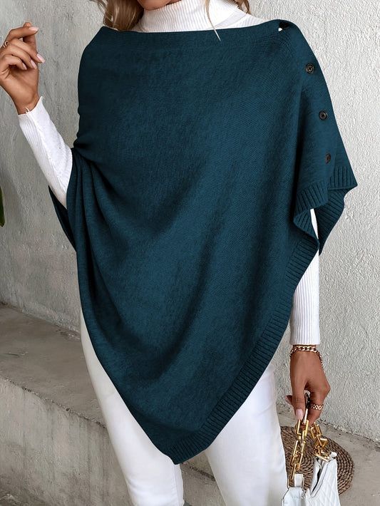 Dames Ponchojas met Knopen – Elegante Gebreide Lente & Herfst Stijl