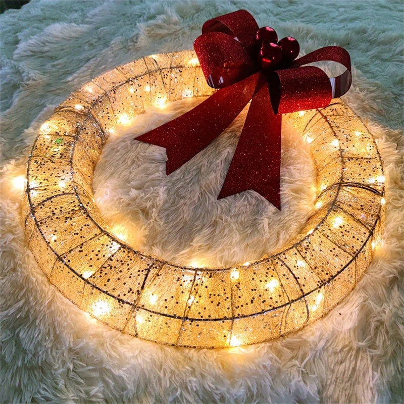 GoudenGloed Verlichte Kerstkrans 50 cm met 140 LED-lampjes