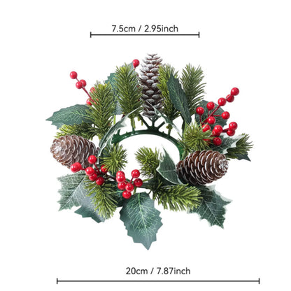 Dennenkring – Kerst Kaarsenring met Rode Bessen en Dennenappels
