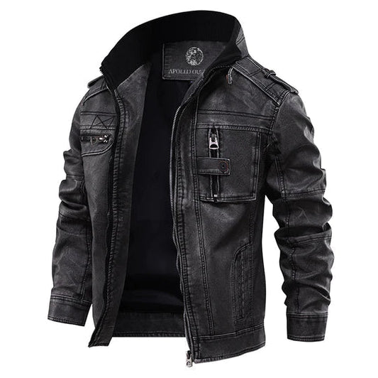 Bram | Stoer Zwart Leren Jack voor Heren – Vintage & Comfort