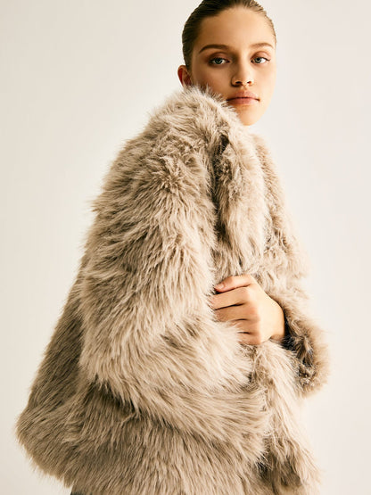 Dames Kunstbontjas Oversized Pasvorm Korte Lengte
