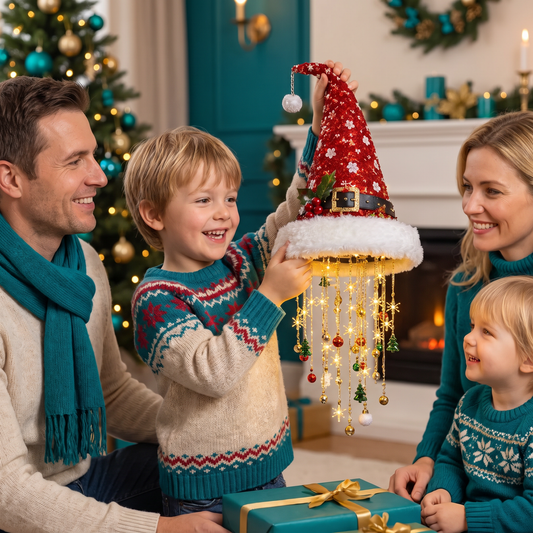 Kerstlichtpret – Kerstmuts met LED-lampjes voor Feesten en Foto’s