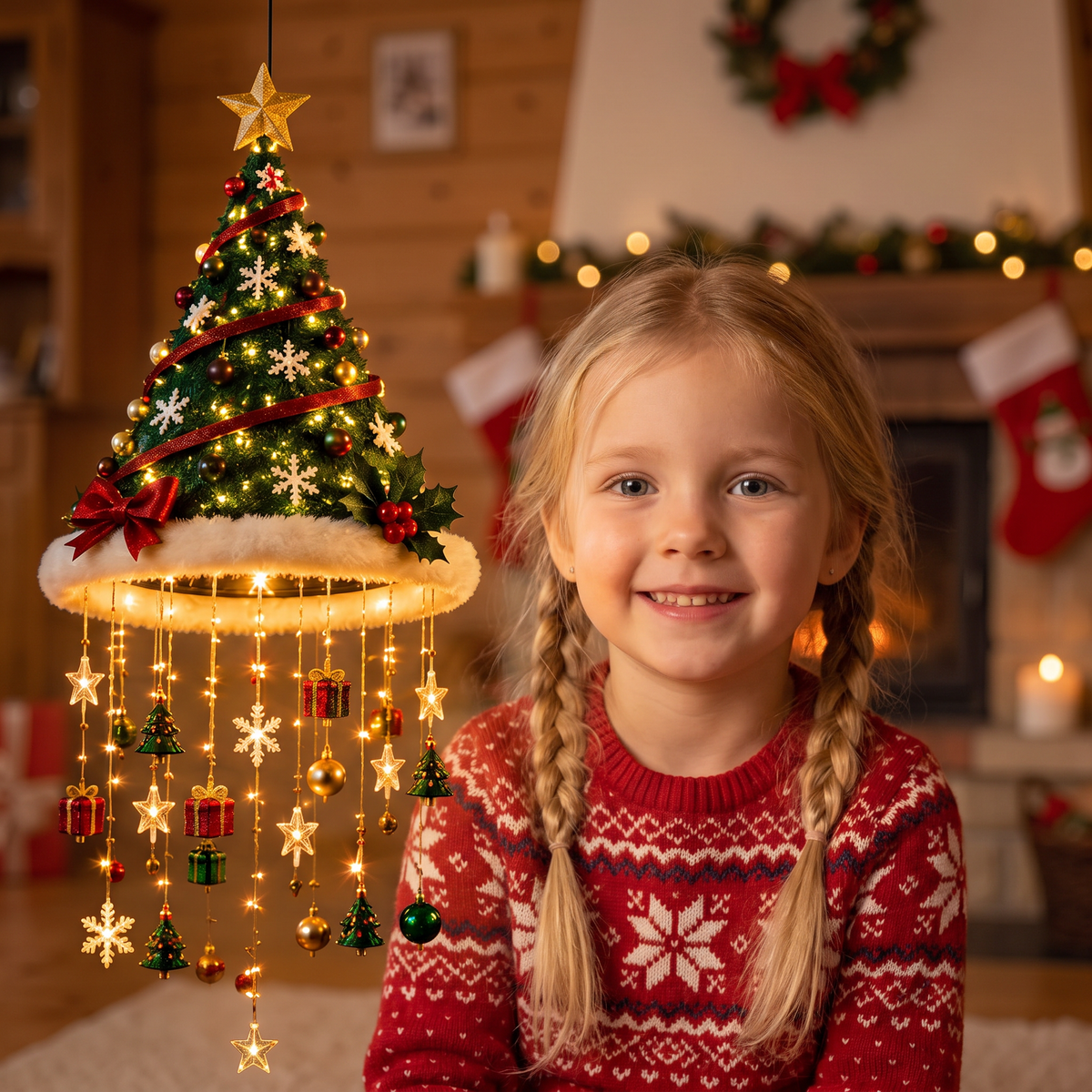 Kerstlichtpret – Kerstmuts met LED-lampjes voor Feesten en Foto’s