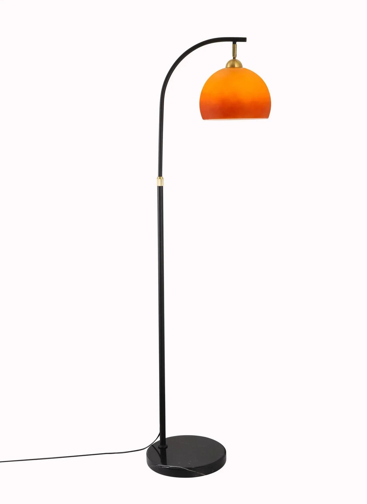 Arcalune gebogen vloerlamp met amberkleurige glazen kap