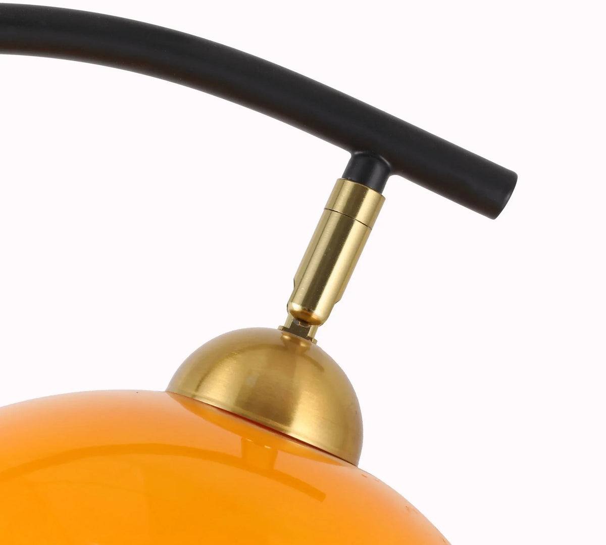 Arcalune gebogen vloerlamp met amberkleurige glazen kap