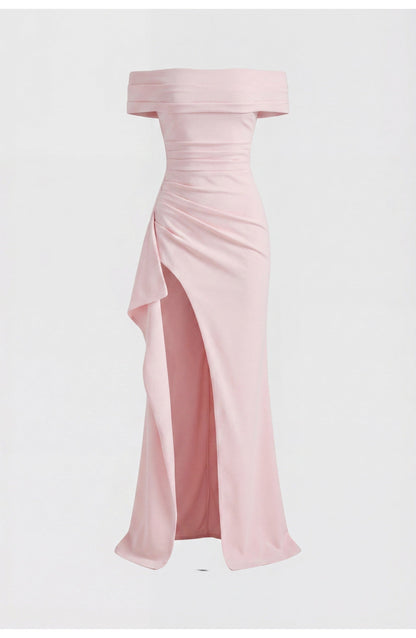 Noordzeegloed Split Elegance Off-Shoulder Maxi Jurk met Split