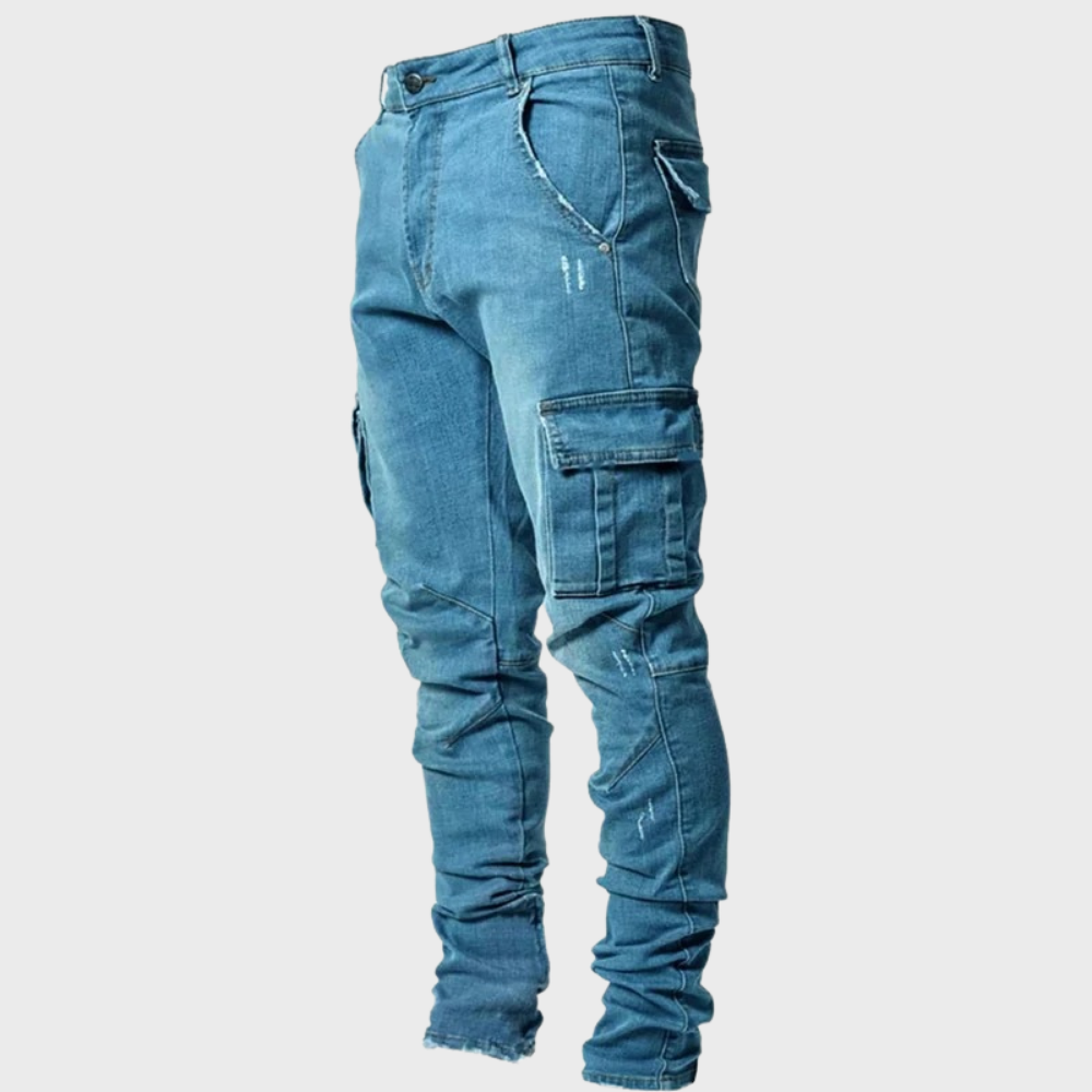 UrbanFlex Cargo Denim – Slim Fit Stretch Herenjeans met Zakken