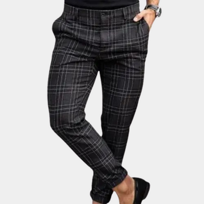 Daan Heren Geruite Broek Slim Fit Comfortabel