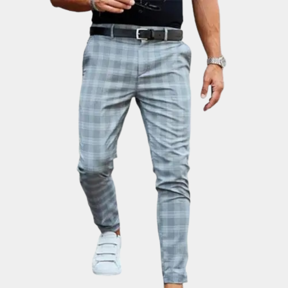 Daan Heren Geruite Broek Slim Fit Comfortabel