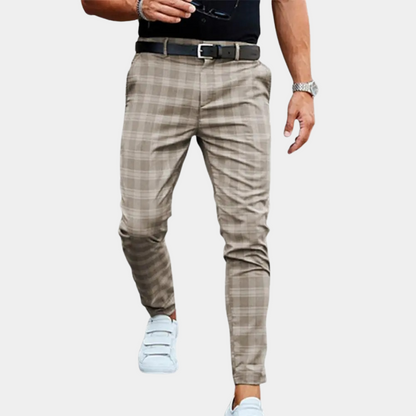 Daan Heren Geruite Broek Slim Fit Comfortabel