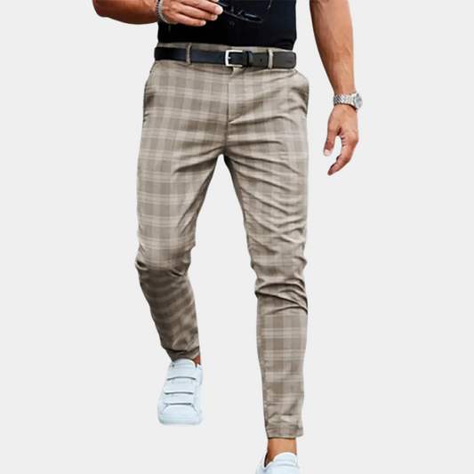 Daan Heren Geruite Broek Slim Fit Comfortabel