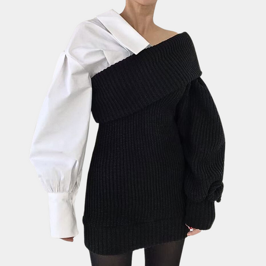 Damesjurk Ravellina met Asymmetrische Off-Shoulder Halslijn en Mouwen