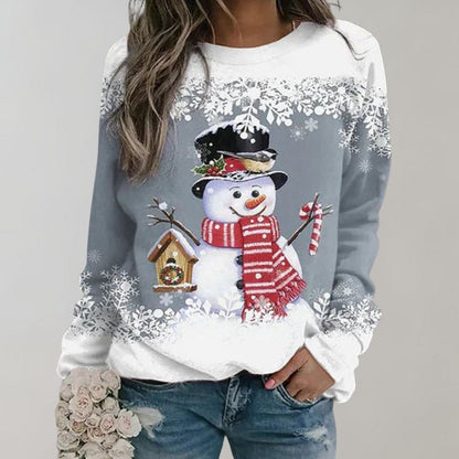 Evelune warme kersttrui voor dames met feestelijk sneeuwpopmotief
