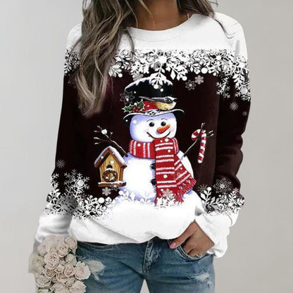 Evelune warme kersttrui voor dames met feestelijk sneeuwpopmotief