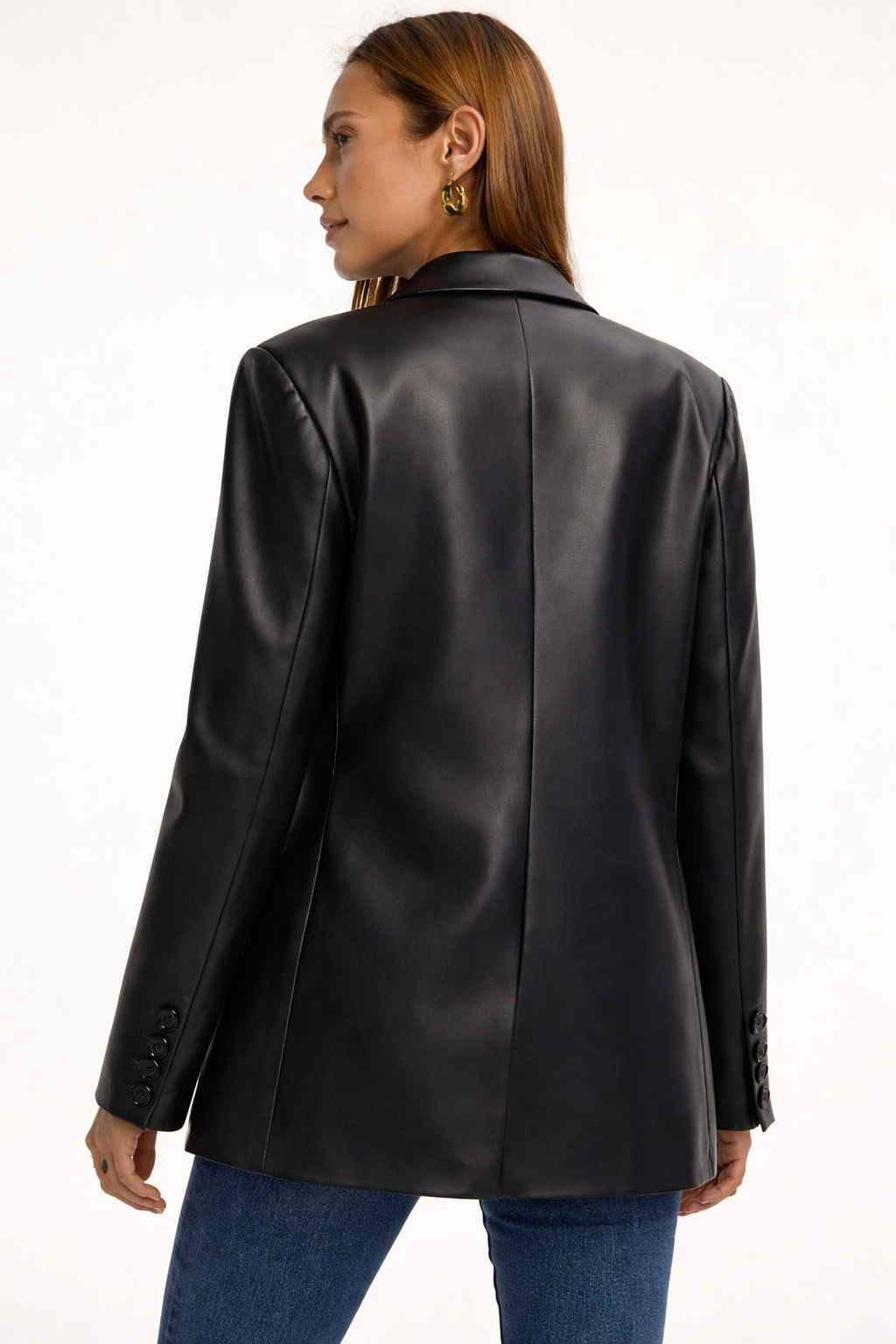 Lunara Dames Faux Leren Blazer met Elegante Pasvorm