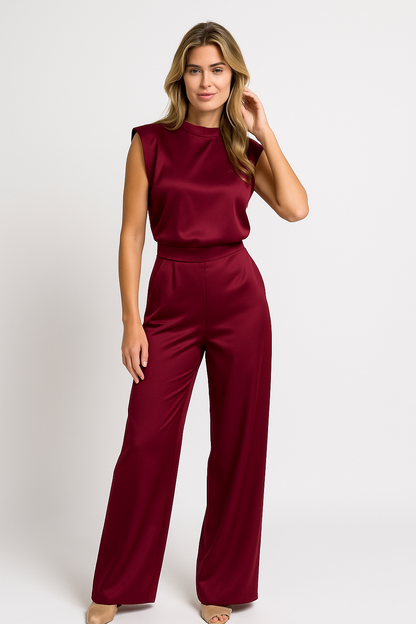 SatijnGloed Dames Jumpsuit Open Rug Wijde Pijpen Elegante Look