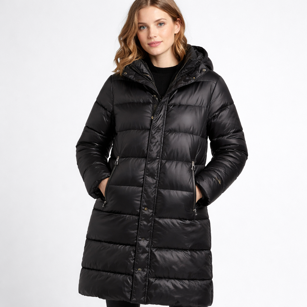 Lotte Dames Lange Winterjas met Capuchon en Ritszakken