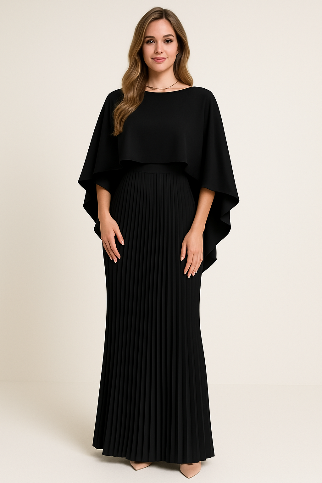 Veloura Maxi-Jurk Dames met Vleermuismouwen en Elegante Pasvorm