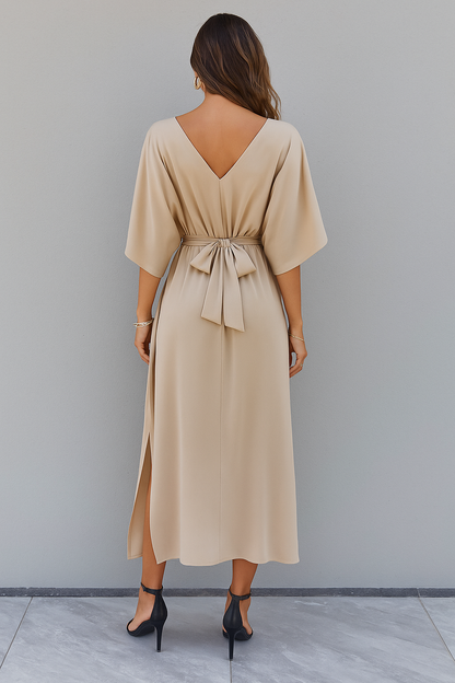 Luchtige Zonnewind Maxi Jurk met Strikceintuur Dames Zomer Look