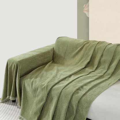 Chenille Deken Herringbone Franje Hoeslaken Gezellige Stijl