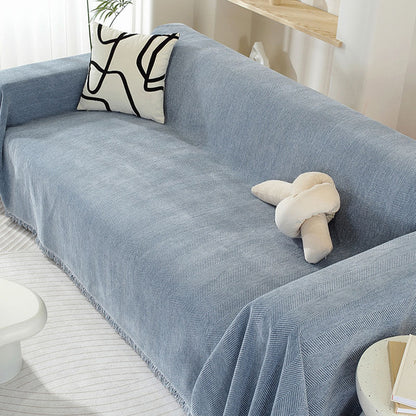 Chenille Deken Herringbone Franje Hoeslaken Gezellige Stijl