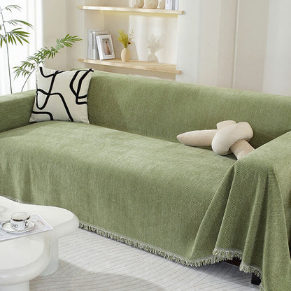 Chenille Deken Herringbone Franje Hoeslaken Gezellige Stijl
