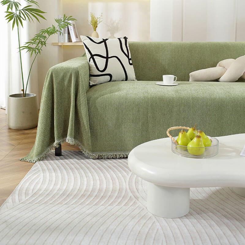Chenille Deken Herringbone Franje Hoeslaken Gezellige Stijl