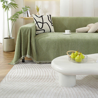 Chenille Deken Herringbone Franje Hoeslaken Gezellige Stijl