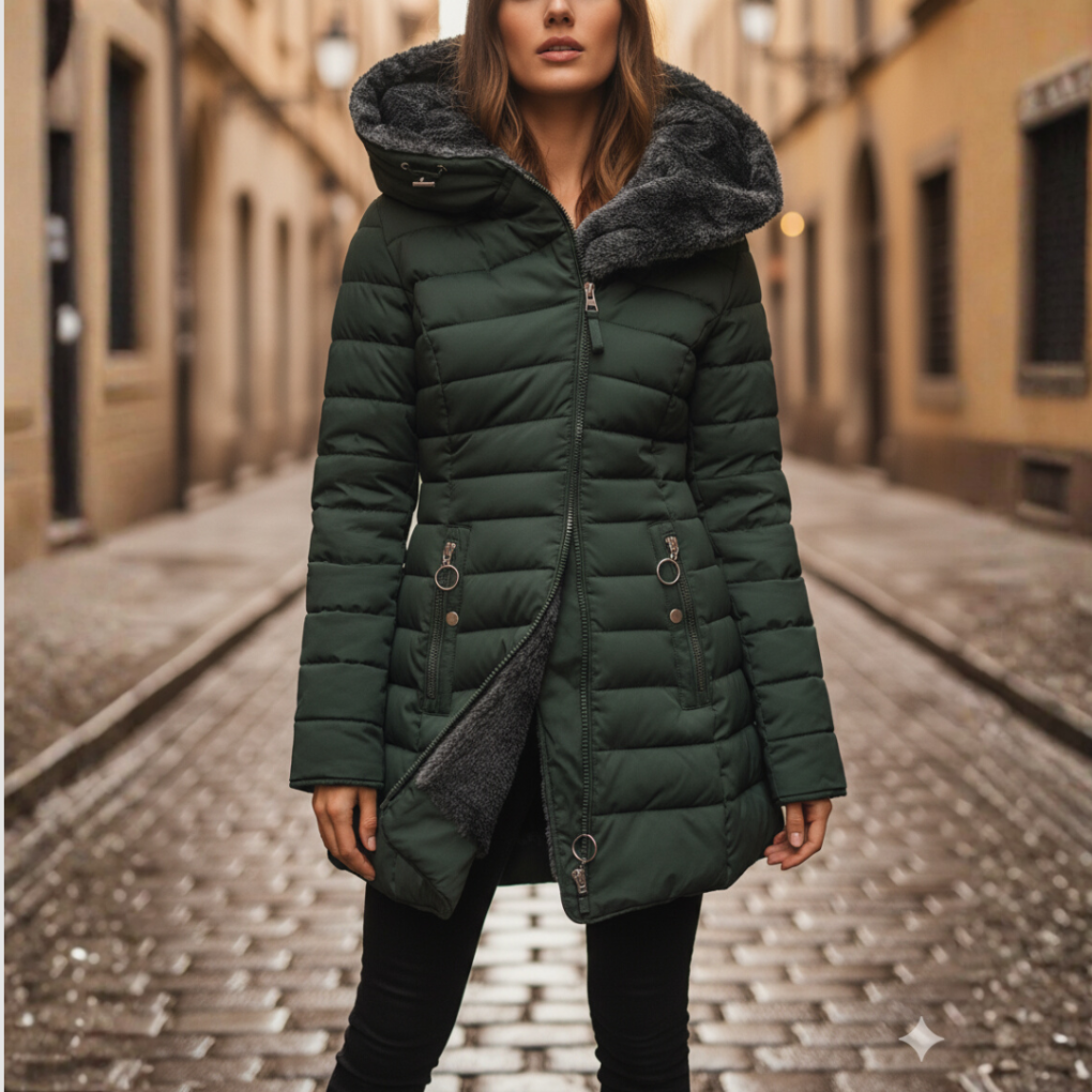 Dames Winterjas Noor – Gevoerd met Capuchon en Ritszakken