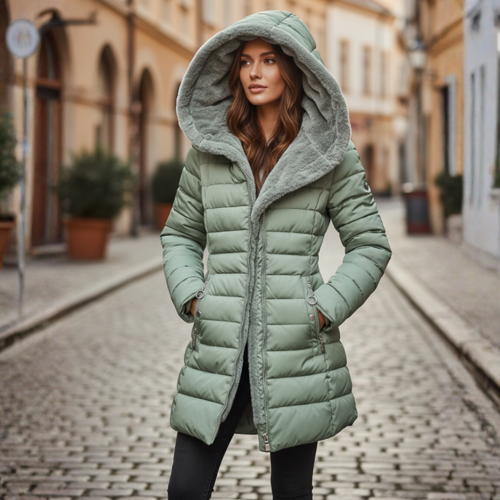 Dames Winterjas Noor – Gevoerd met Capuchon en Ritszakken