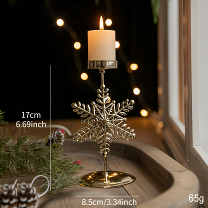 KerstGloed Gouden Kaarsenhouder met Kerstmotief – 17 cm